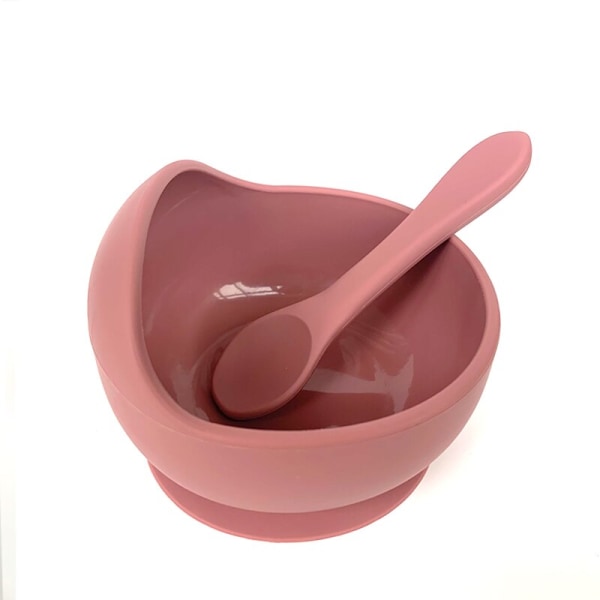 Ny matskål i silikon Baby Vattentät sked Halkfri porslin BPA-fria silikonskålar för baby Baby Red-Silicone Spoon