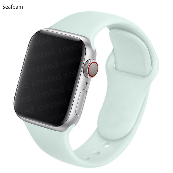 Silikonrem for Apple Watch-bånd 44mm 40mm 38mm 42mm Correa Iwatch Serie Se 6 5 4 3 Armbånd Apple Watch Series 7 45mm 41mm Seafoam 42 44 45 mm S-M