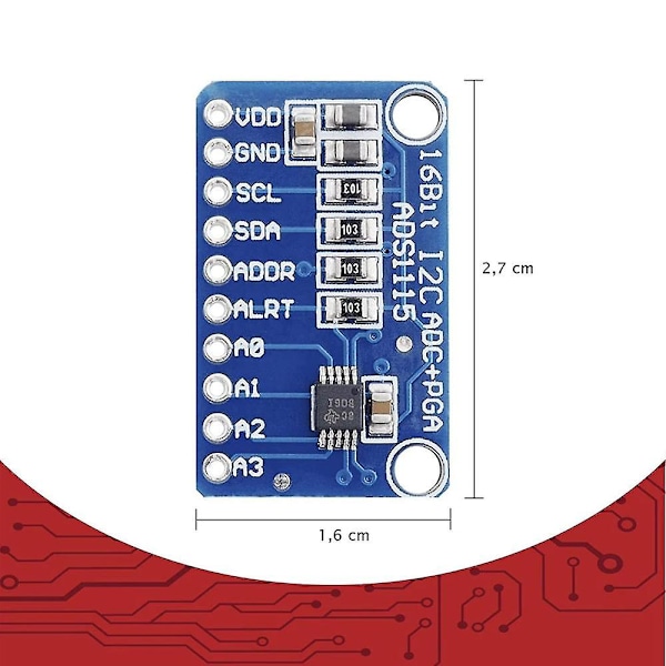 3 X Ads1115 Adc Modul 16bit 4 Kanaler För Och För