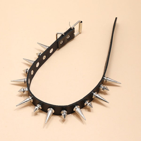 Svart Punk Rock Lær Halskjede Gotisk Spike Trend Sexy Ornament Default Title