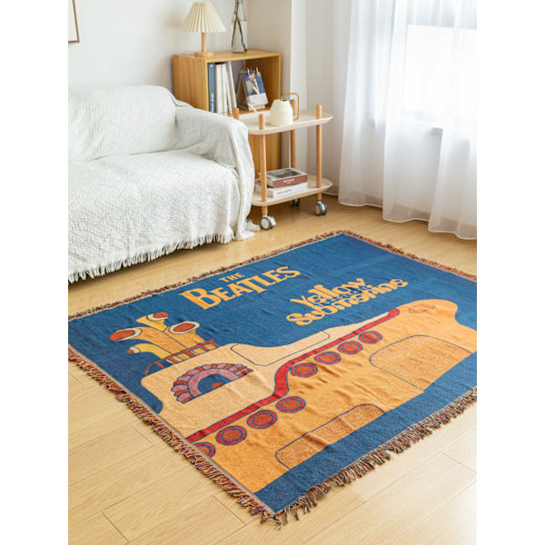 Multifunktionell Filt Enkel Sofföverdrag Tyg Casual Filt Utomhus Picknickfilt Dukar Yellow Submarine 160*130