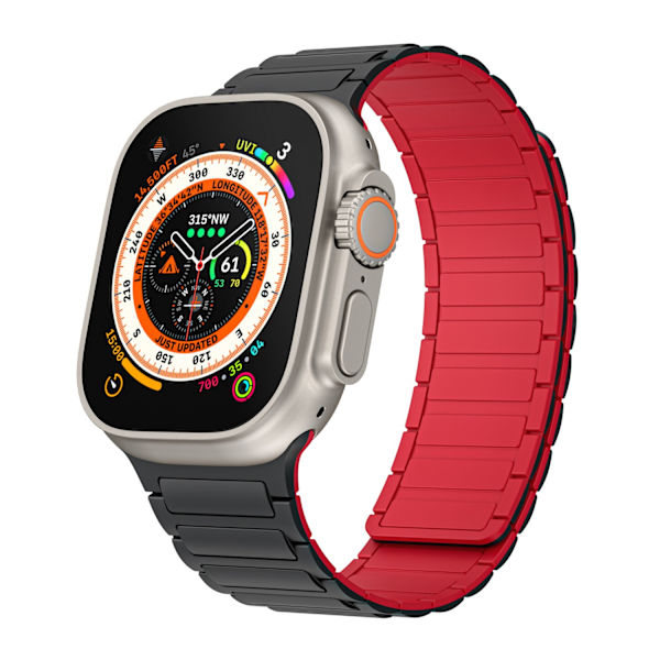 Kellon ranneke Apple Watch iWatch 42/44/45/49mm musta/punainen