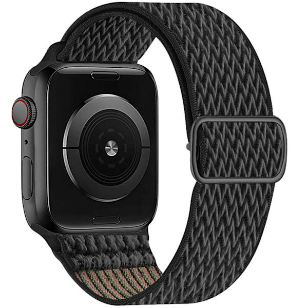 Nylonstropp for Apple Watch-reim 44 mm 40 mm 41 mm 45 mm Justerbar elastisk solo loop-beltearmbånd Apple Watch Series 7 6 se 5 4 3 offical black 38mm - 40mm - 41mm
