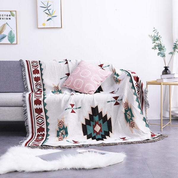 Bohemisk Pläd Filt för Bäddsoffa Dekorativ Filt Utomhus Camping Filt Boho Sofföverdrag Pläd Picknick Med Tofs Type 17 160x220cm