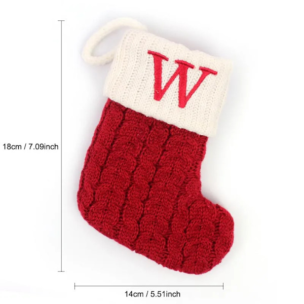Hängbar Röd stickad Julstrumpa Snöflinga Bokstav Julstrumpa Julgranshängande Ornament 2024 Navidad Natal Xams W