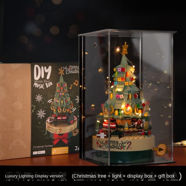 Julklapp Kreativa Juldekorationer Byggklossar Julgran Speldosa Musiklåda Ornament Confession Bear-Music Box