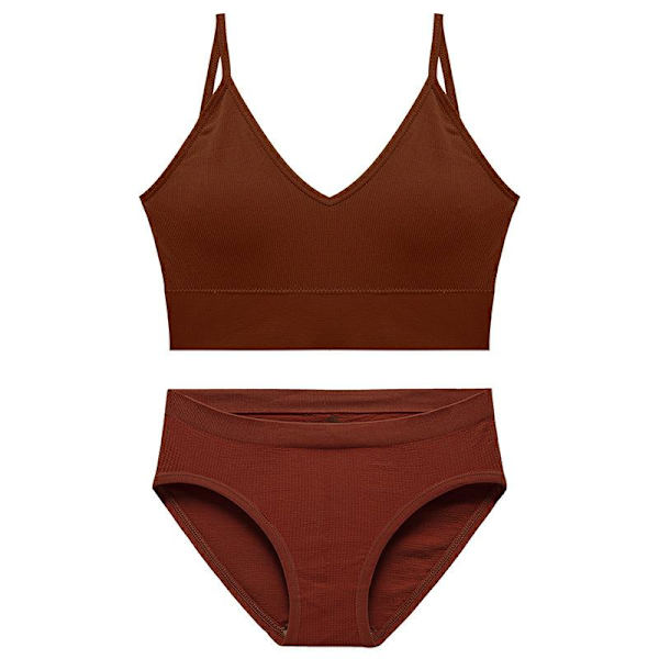 CINOON Underklädesset i Bomull Låg Midja Trosor Rygglös Bralette Underkläder Kvinnor Sömlös BH Trosset Like the picture S(M)
