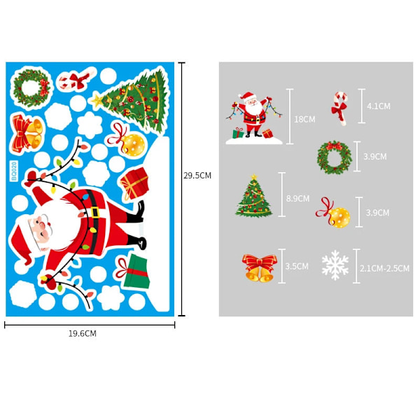 Jul Glasdekaler Heminredning Ornament Jul Snöflinga Jultomte Dörr Butiksfönster Dekal Nyår Juldekoration 22