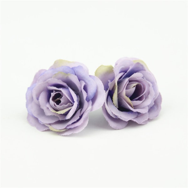 10 st 2,5 cm Mini Ros Tyg Konstgjord Blomma För Bröllopsfest Hem Rum Dekoration Bröllopsskor Hattar Tillbehör Sidenblomma deep purple