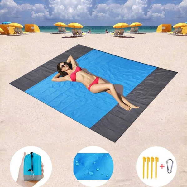 Vattentät strandhandduk filt ficka sand gratis handduk stor bärbar matta strandcamping utomhushandduk strand picknickmatta handduk D 200x140cm