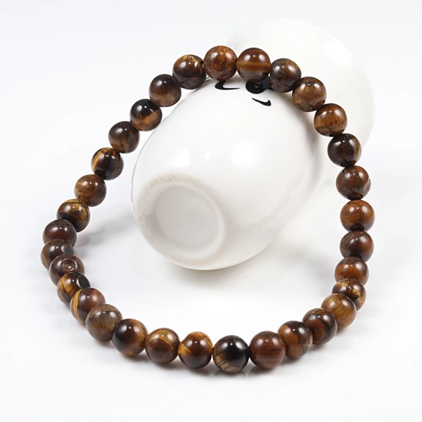 Natursten 6/8/10mm Pärlor Tigeröga Armband Klassiskt Herr Dam Buddha Svart Lava Armband Minimalistisk Yoga Meditationssmycken 10mm Red