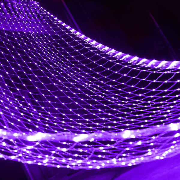 Nettlys, Utendørs Nettslynger 192LED 3*2 Meter 8-Moduser med 30V Sikker Spenning for Julebryllup Hagedekorasjoner Pink EU Plug