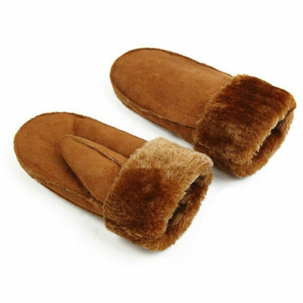 Vinter dame ullhansker ekte skinnhansker dame skinnvotter tykke varme søte saueskinn damehansker utendørs Black One Size