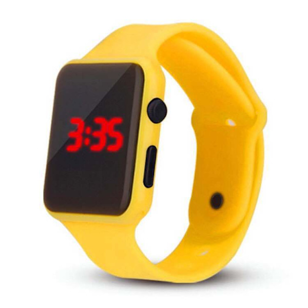 Apple Firkantet Mode Sports LED Silikone Elektronisk Børneur Red