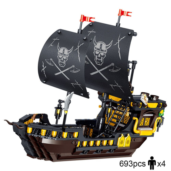 Byggkloss Stort piratskepp Båt Black Pearl Silent Maria Äventyr Karibiska havet Pedagogiska tegelstenar Toy Boy Present QL1809