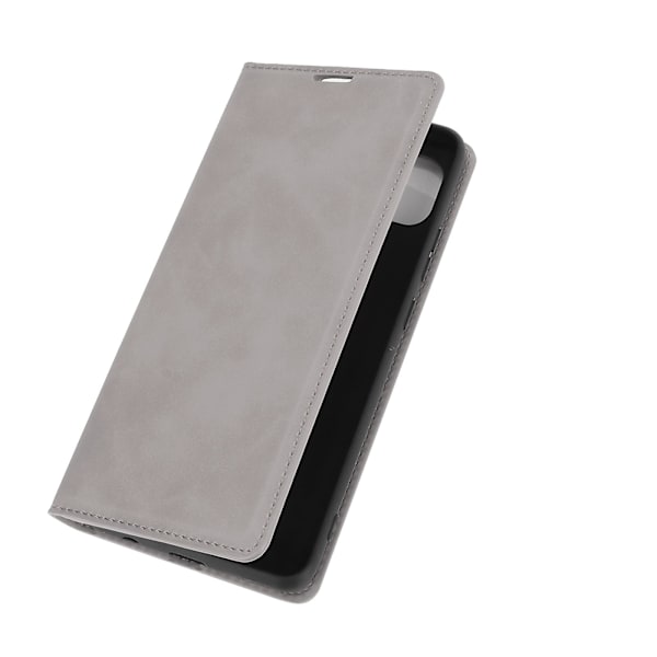 Magnetiskt läderfodral med sugpropp i TPU för Motorola Moto G 5G Grey
