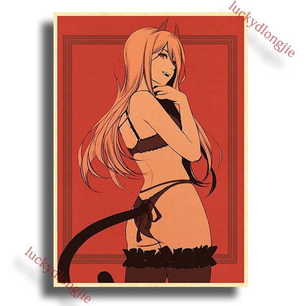 Chainsaw Man Anime Plakat Retro Kraftpapir Vintage Hjem Dekor Maleri Stue Bilde Gave Veggklistremerker Kafé Dekor Kunst Vegg 42X30cm(A3) 34