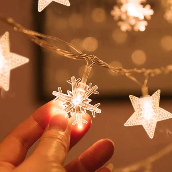 Juletre Snøfnugg LED Lyslenke Banner Juledekorasjon 2023 for Hjem Navidad Juletre Dekor Eventyrlys Anheng style 5 1.5M 10LED