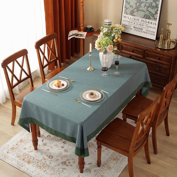 Ensfarget Duk Amerikansk Western-Stil Spisebord Stoff Rektangulær Skrivebordsduk Nordisk Ensfarget Duk Kaffeduk Grass green 140*140cm
