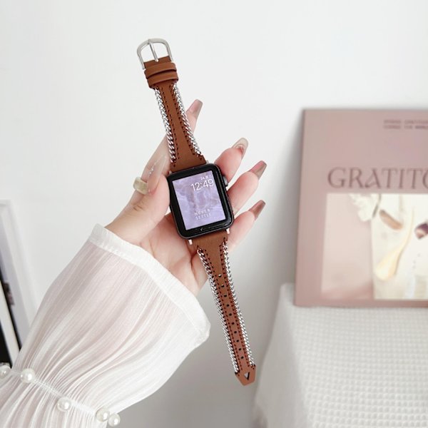 Kellon ranneke Apple Watch iWatch 46mm 10. sukupolvi ruskea