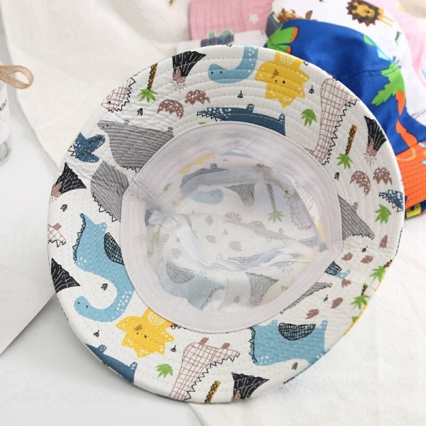 Baby Bucket Hatt Barn Sommarhattar för Pojkar Dinosaurie Tryck Panama Hatt Barn Fiskarhattar Flickor Strandhatt Casquette Cactus One Size(47-50cm)