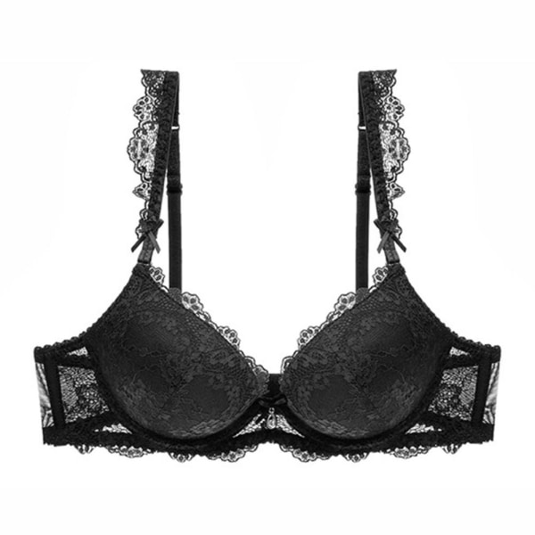 Varsbaby Sexig Spets Push Up BH Samlar Underkläder för Kvinnor Black 32C