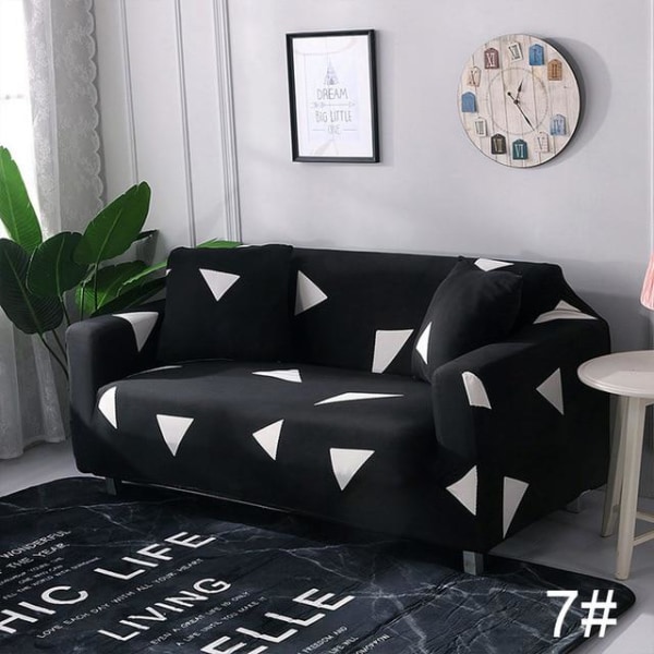 Elastiskt sofföverdrag tvärsnitt elastisk fjäder för vardagsrumssoffa överdrag L-formad fåtöljöverdrag Black 2-seat
