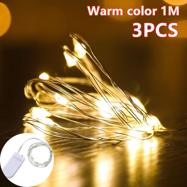 3 STK Stjerneklart Romantisk LED Gardinlys til Juletræ/gave/Hjem/Guirlande/Dekoration White YK-5M-3PCS