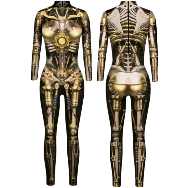 Robot Punk Jumpsuit Catsuit Sexy Cosplay Kostymer Zentai Halloween Bodysuit for Kvinner 11 L
