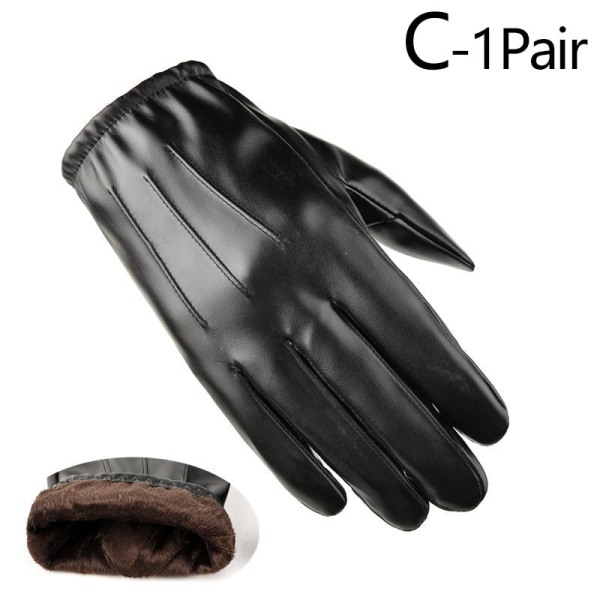 1 par PU-läderhandskar för män Vinter Höst Körhandskar Varma Cashmere Taktiska Handskar Svarta Utomhussporthandskar Vattentäta Vantar Brown2 XL