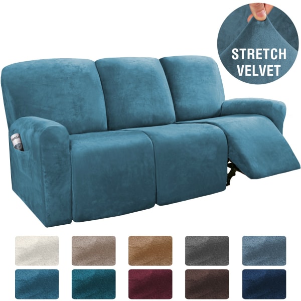 Stretch 1-2-3-sits All-inclusive Elastiska vilstolssoffor Cover Halkfritt Cabriolet Liggande Relax Fåtölj Cover Little Gray-Velvet 2 Seat Split 6 piece