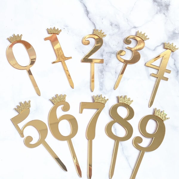 1 stk. Første Fødselsdagsfest Hatte 1. 2. 3. Krone Fødselsdagshatte Nummer Et Festpynt Børnetilbehør Nyfødt Barn Gold 3