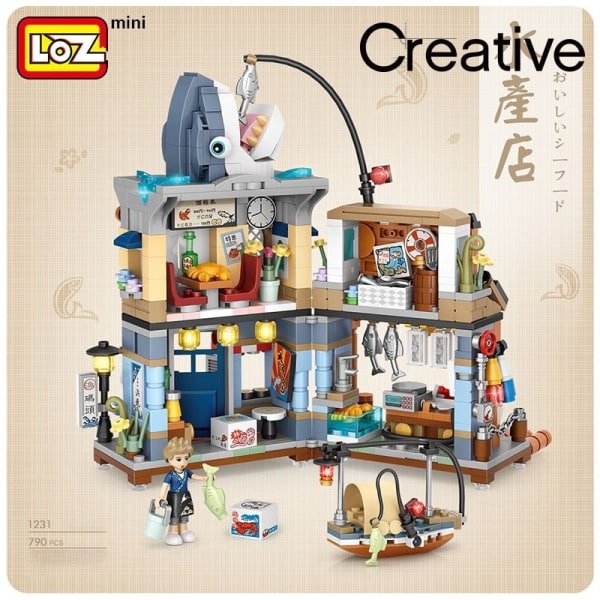 LOZ rakennuspalikat japanilaistyylinen katunäkymä izakaya vesituotekauppa mini pieniä hiukkasia koottu lelu palapeli tyttö poika 1231 with box