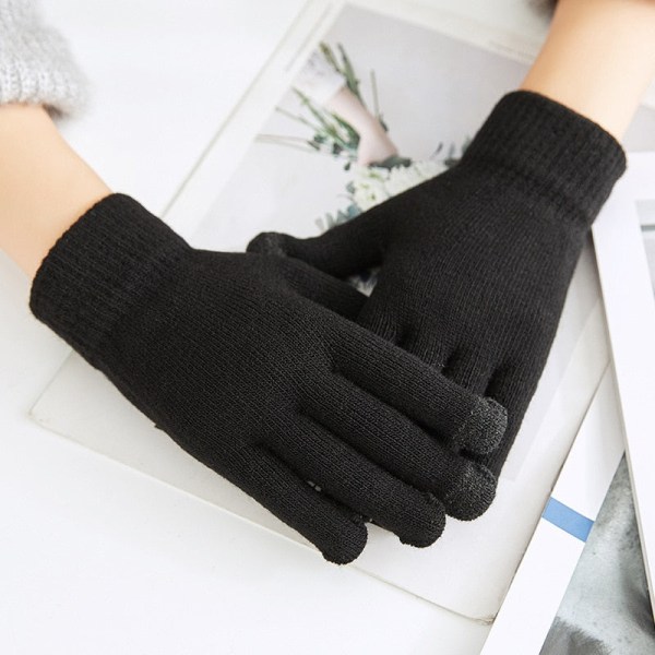 Unisex Dam Herr Pekskärm Vinter Handskar Varma Vantar Enfärgad Bomull Värmare Smartphones Körhandske Luvas Kvinna Light Gray One Size