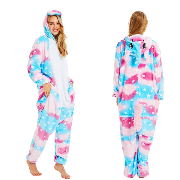 Dame Enhjørning Stitch Onesies Unisex Vinter Jule Pyjamas Natkjole Kostumer Voksne Flanel Nattøj Pyjamas Puple Tenma S