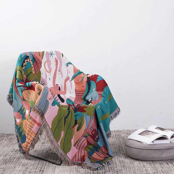 Textile City Forest Dancer Pläd Två Sidors Sofföverdrag Cobertor Tofs Dammskydd Luftkonditioneringsfiltar För Säng Forest 130x160cm