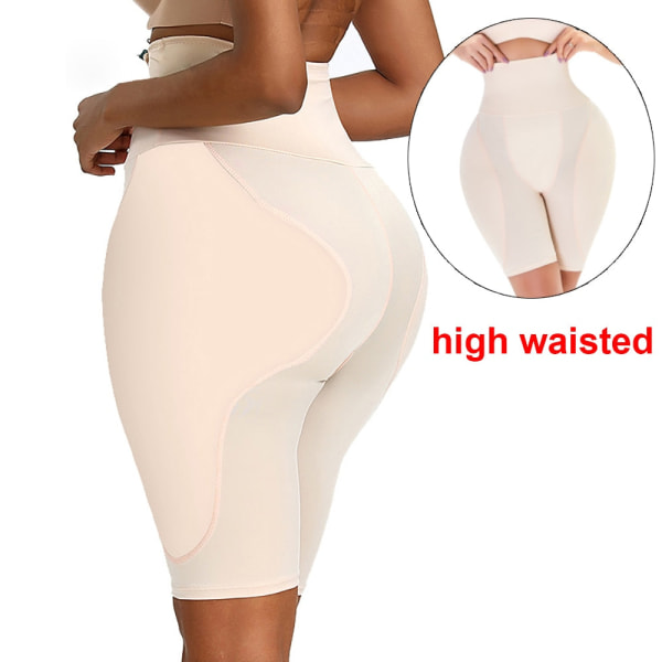 Fake Ass Höftkuddar Butt Lifter Enhancer Thigh Trimmer Control Trosor Dam High Waist Trainer Shapewear Body Shaper Vadderad trosa apricot with buckle XL