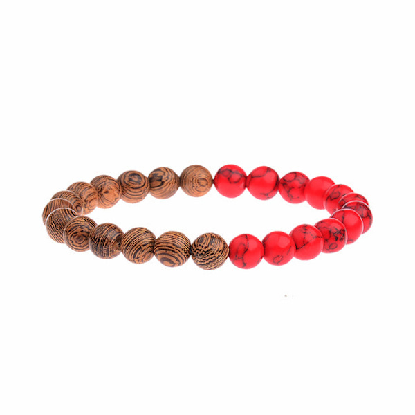 8mm Nya Naturliga Träpärlor Armband Män Svart Etnisk Meditation Vitt Armband Kvinnor Böne Smycken Yoga Armband Homme 007-2