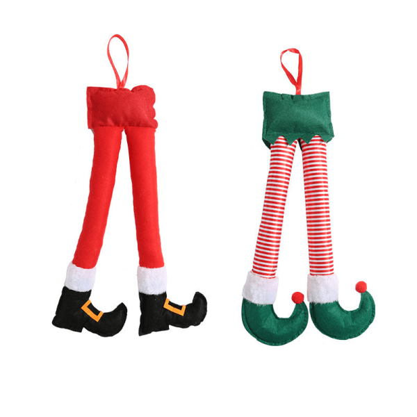 Julenissebein Elf Bein Julemann Bein Bil Anheng Julepynt Julehverdagsartikler Car legs (green stripes)