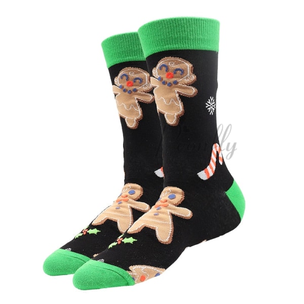 Julstrumpor PEONFLY Nya Färgglada Bomullsstrumpor Herrstrumpor Harajuku Hip Hop Roliga Tecknade Jultomten Kakor 27 EUR36-40