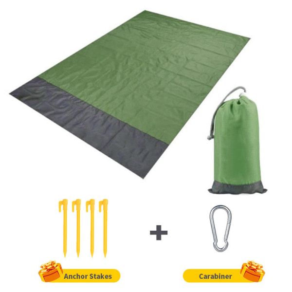 200x210cm Fickpicknick Vattentät Sandstrand Matta Utomhus Camping Fällbar Filt Picknick Tältöverdrag Sängkläder Army Green 200 x 210cm