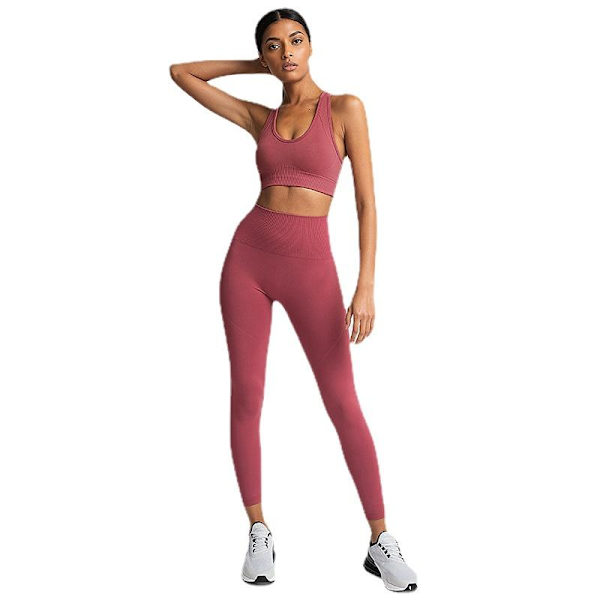 Joogasetti Treenileggingsit Urheilupuku Rintaliivit Fitness Kuntosali Juoksusetti Naisille Rust redSet M
