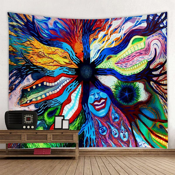 Psykedelisk Abstrakt Arabesk Svamp Väggbonad Tapestry Art Deco Filt Gardin Hängande Hem Sovrum Vardagsrum Dekor 2 150x150cm
