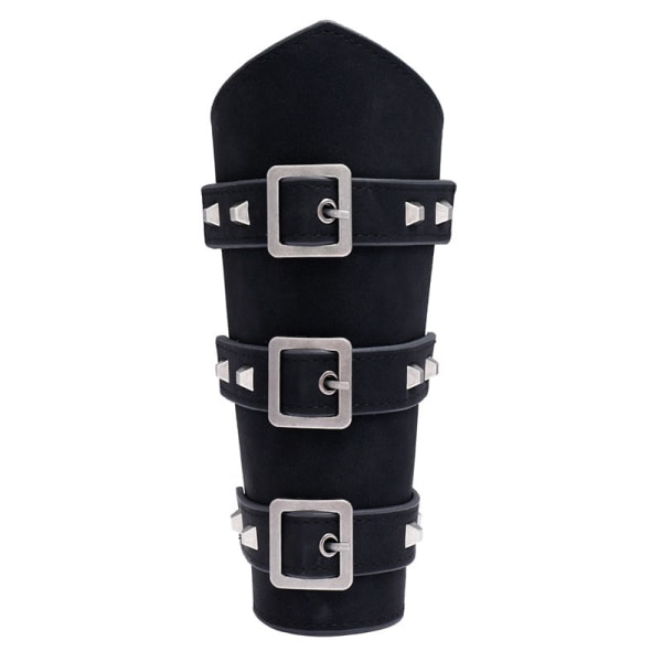 Läderarmband för män Handskydd Personlighet Brett Läder Punk Ridande Armskydd Black