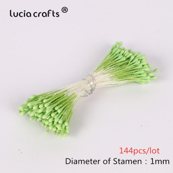 Hobbyartikler 144/420/600/1000 stk./Lot Blomster Pollenbærere 2mm DIY Kunstige Blomster Krans Til Bryllupsfest Hjemmeinnredning D0401 C22 Green 144pcs