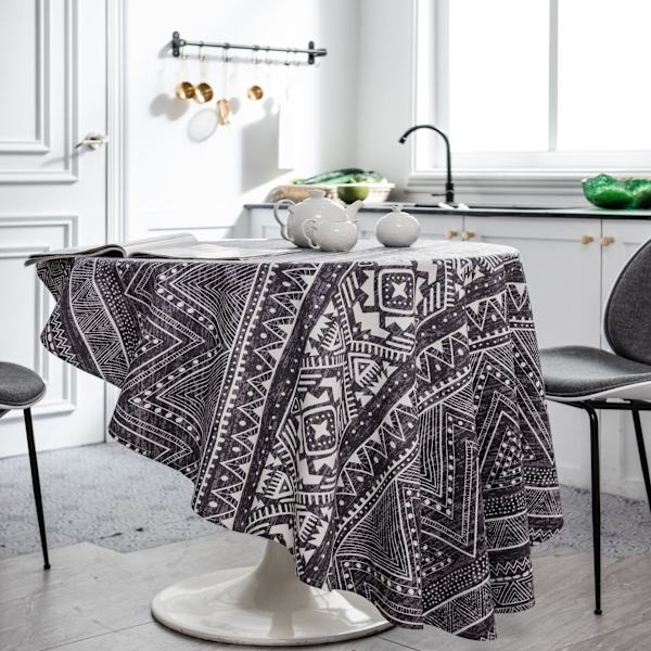 Bomulls-lin duk grønn furugren trykt duk koreansk serviett trykt kaffeduk Carpet geometry Round 150cm