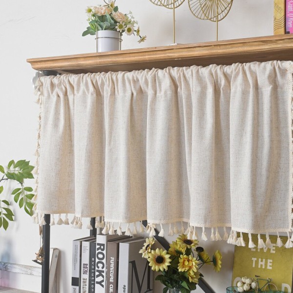Nordisk stil korte gardiner til køkken Solid bomuld linned gardin Vinskab Dør Vindue Små gardiner Garderobegardin Style C 150x45cm