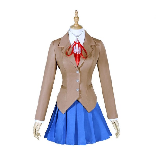 Spel Doki Doki Literature Club Monika Cosplay Sayori Yuri Natsuki Cosplay Kostym Skoluniform Flicka Kvinnor Kostymer brown+blue XXL