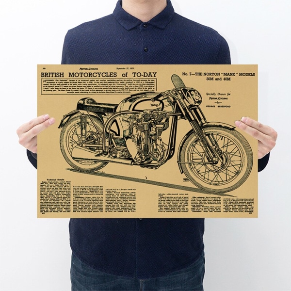 Klassiska Affischer Raket Motorcykel Mekanisk Struktur Bild Retro Kraft Affisch Heminredning Målning Väggdekaler Limfri D