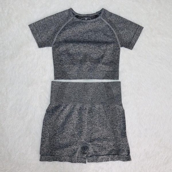 Joogasetit Fitness Urheilupuvut GYM Vaatteet verryttelypuku toppi Korkeavyötäröiset leggingsit naisille drak gray shorts set M